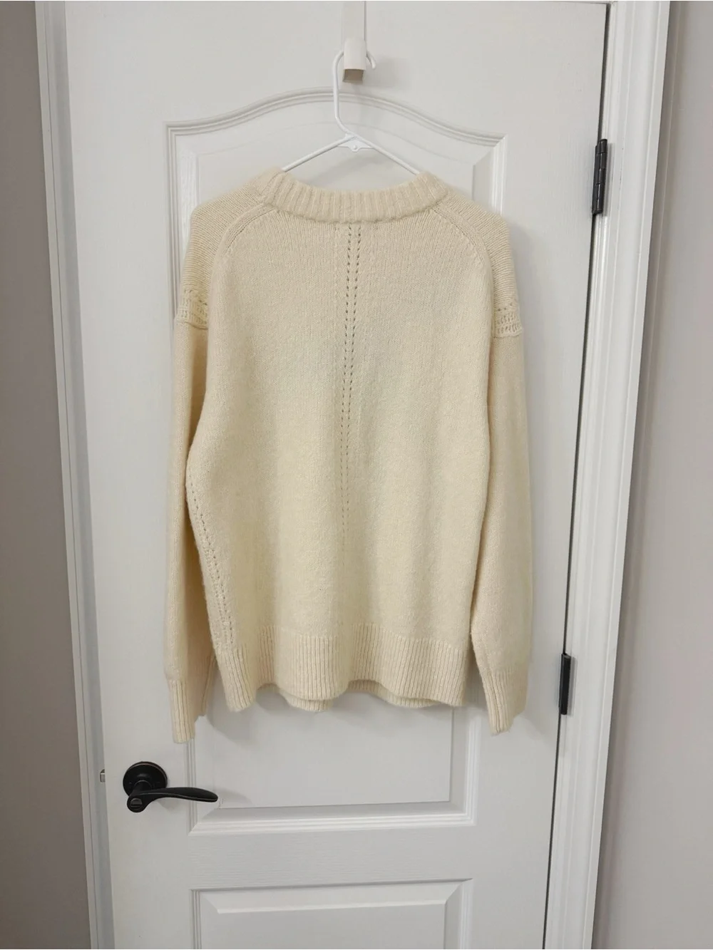 J. Crew Cream Crewneck Sweater with Burgundy Bow Detail